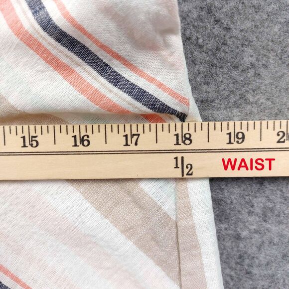 Uncle Frank Dress Sz L Midi Asymmetric Stripe Rayon Linen Summer USA Cottagecore - Picture 5 of 11